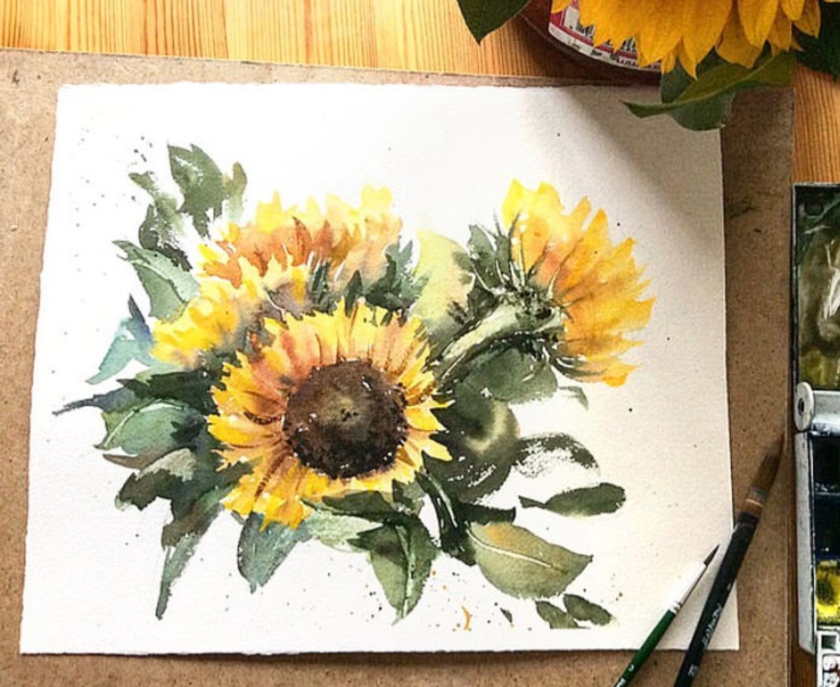 Example work from Flowers in Watercolor