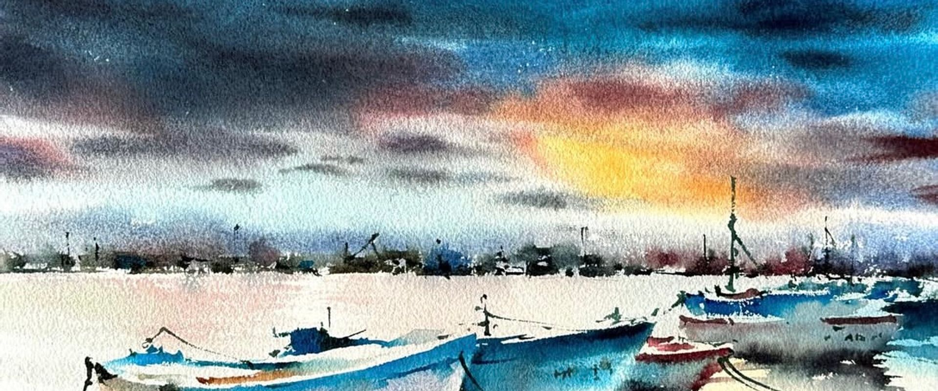 Atmospheric landscape watercolor masterclass with Michael Solovyev, focused on depth, mood, and colour