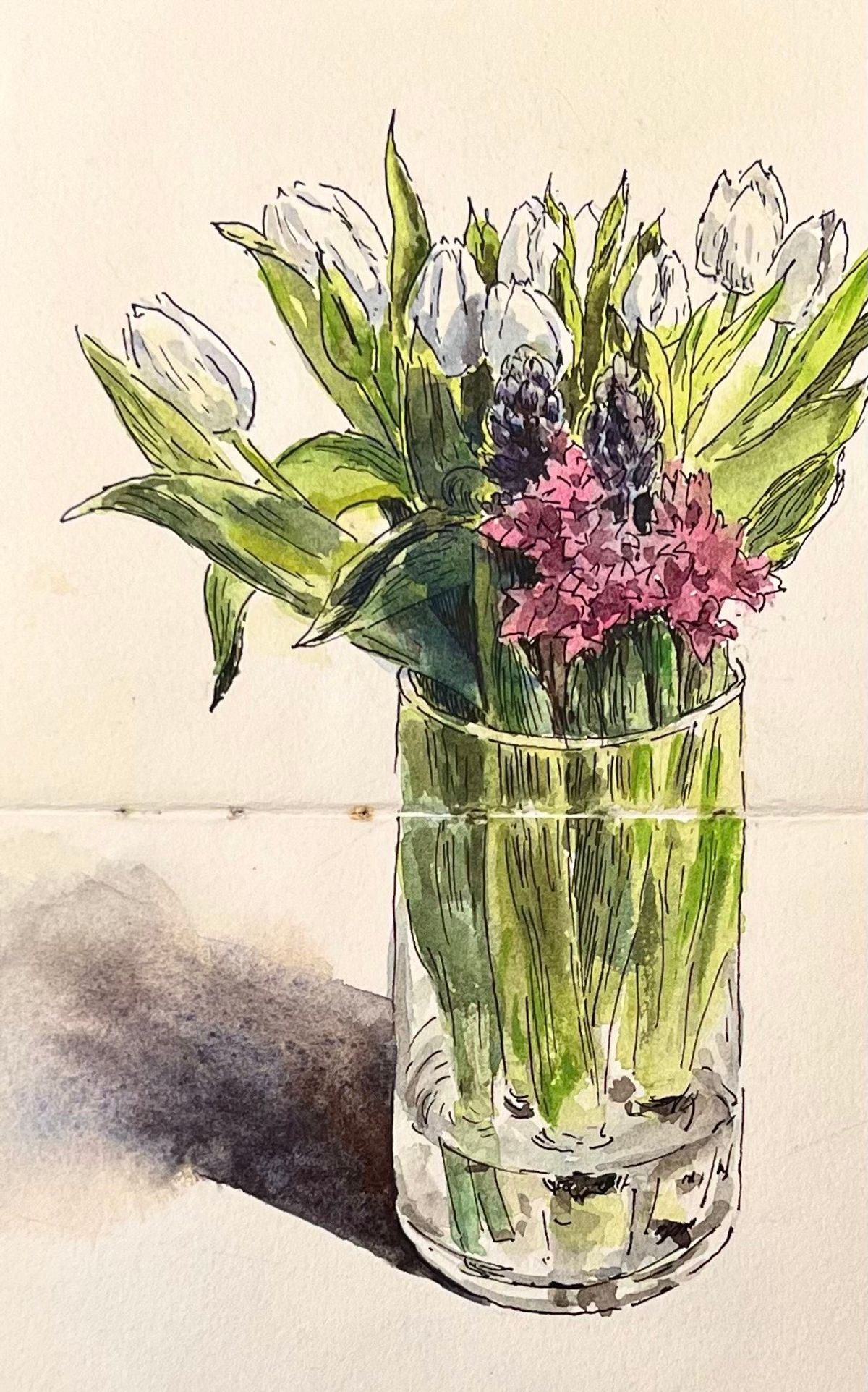 Example work from Flowers in Watercolor