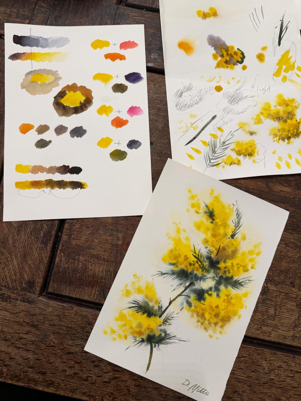 Example work from Flowers in Watercolor
