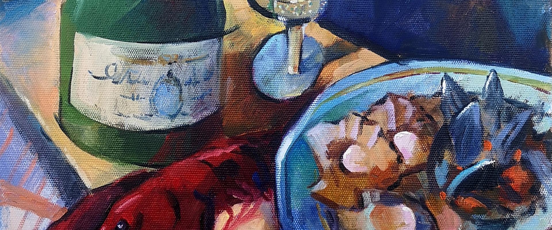 Sappig stilleven in olieverf