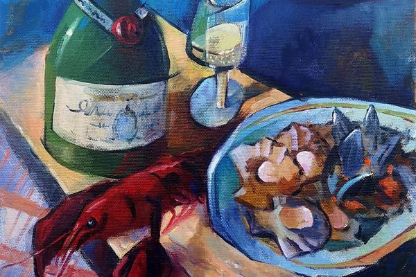 Sappig stilleven in olieverf