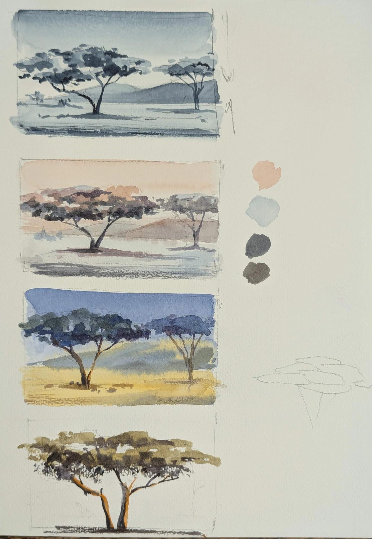 Example work from Trees and Forest in Watercolor