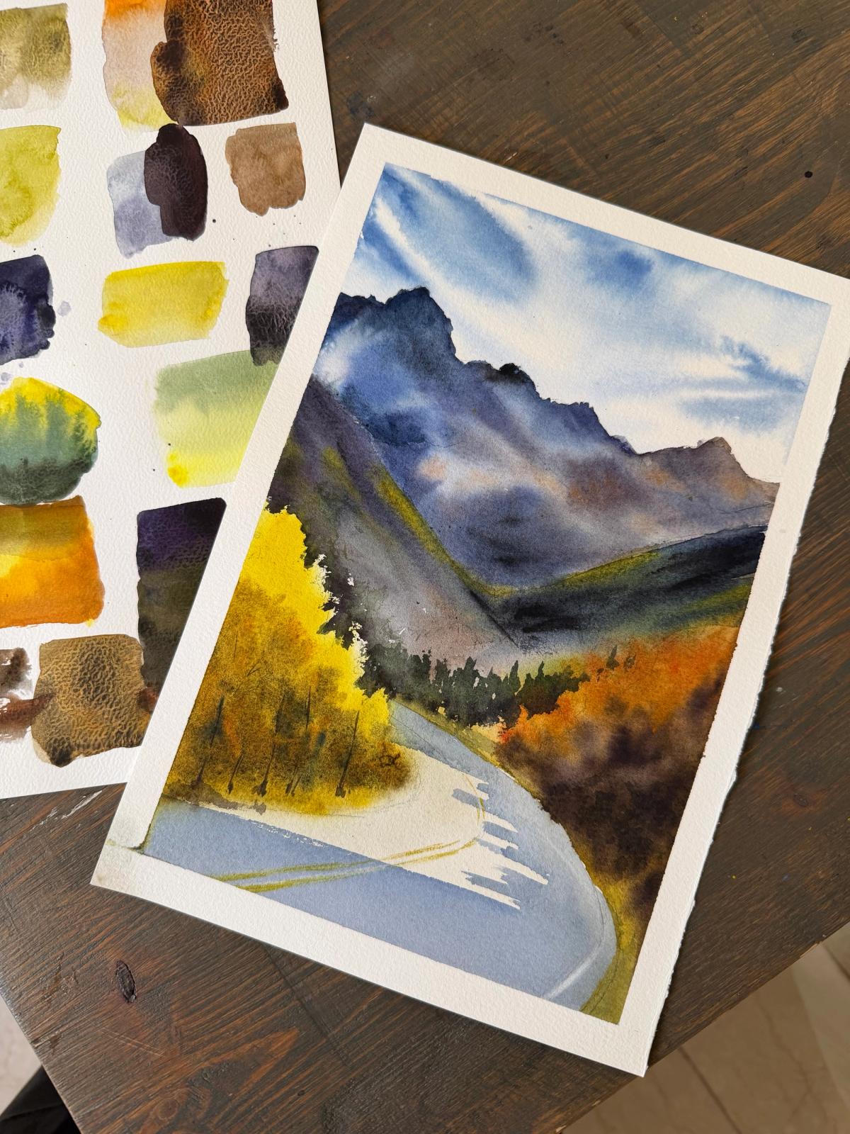Student work from Landscapes in Watercolor