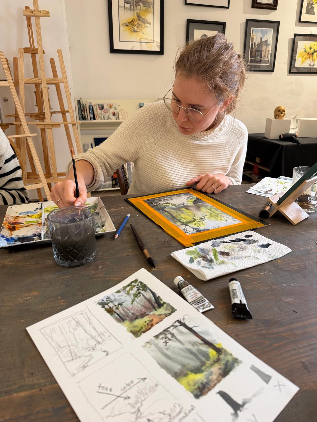 Student work from Trees and Forest in Watercolor