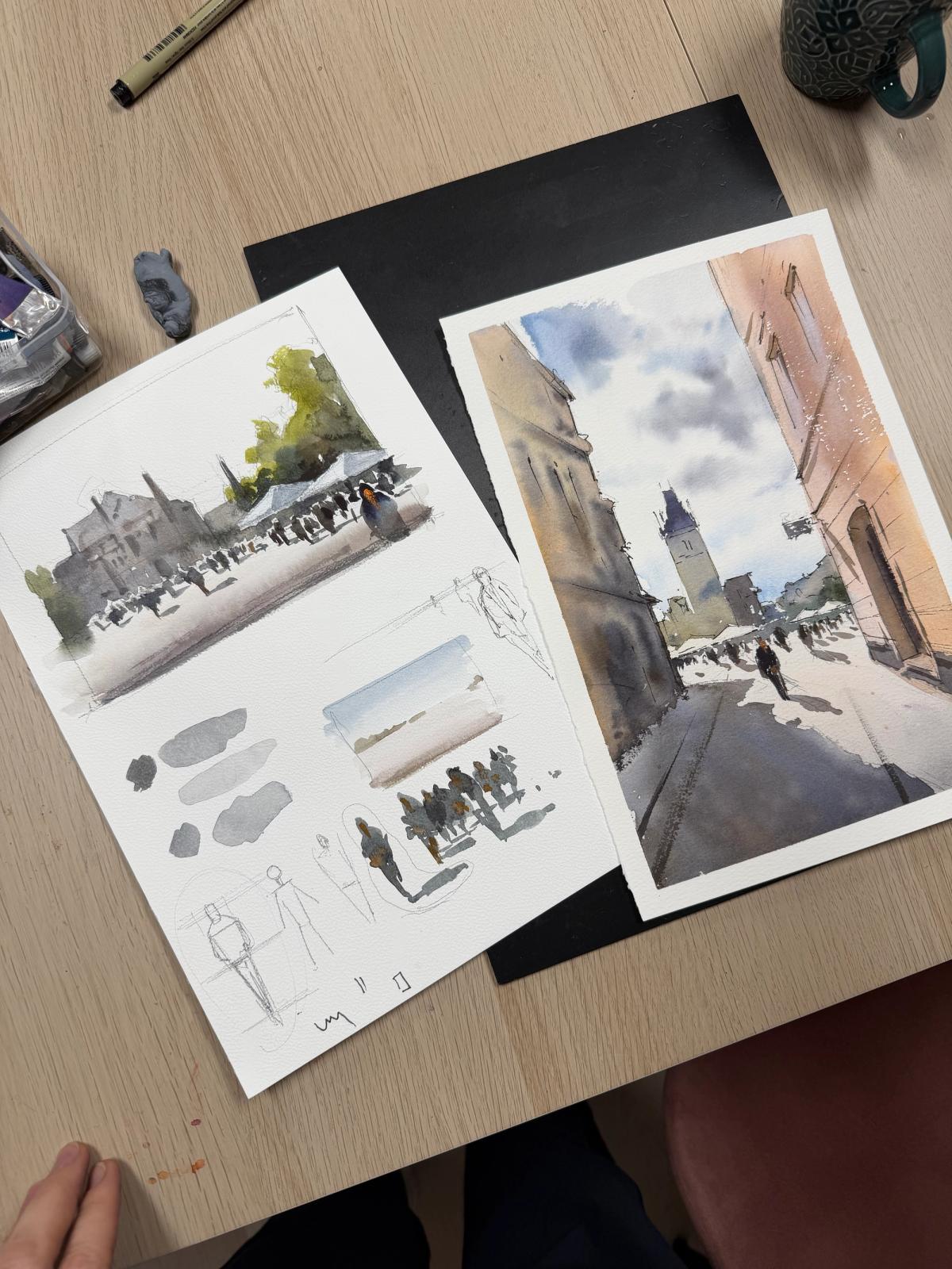 Student work from Architecture Sketching (8 Weeks)