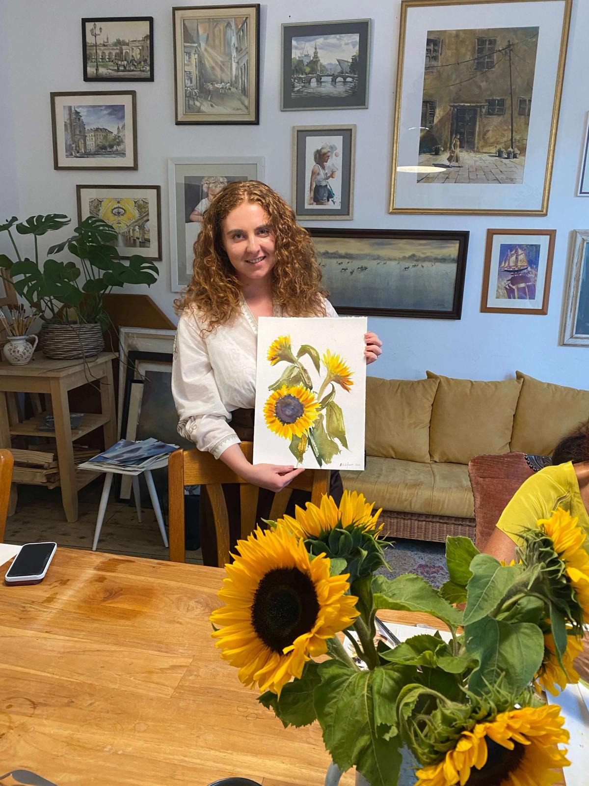 Student work from Flowers in Watercolor