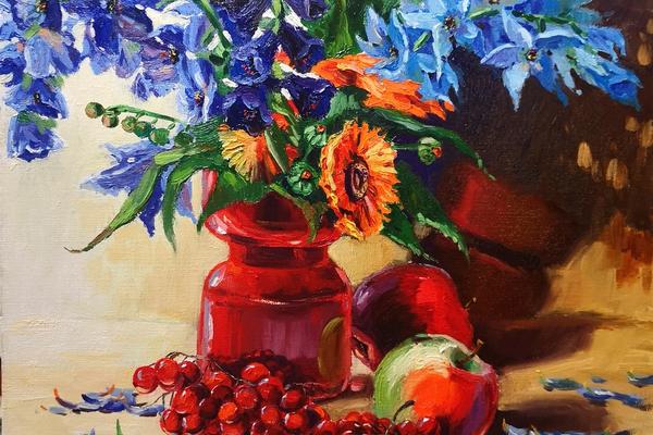 Olieverf workshop "Bloemen in Gloed"