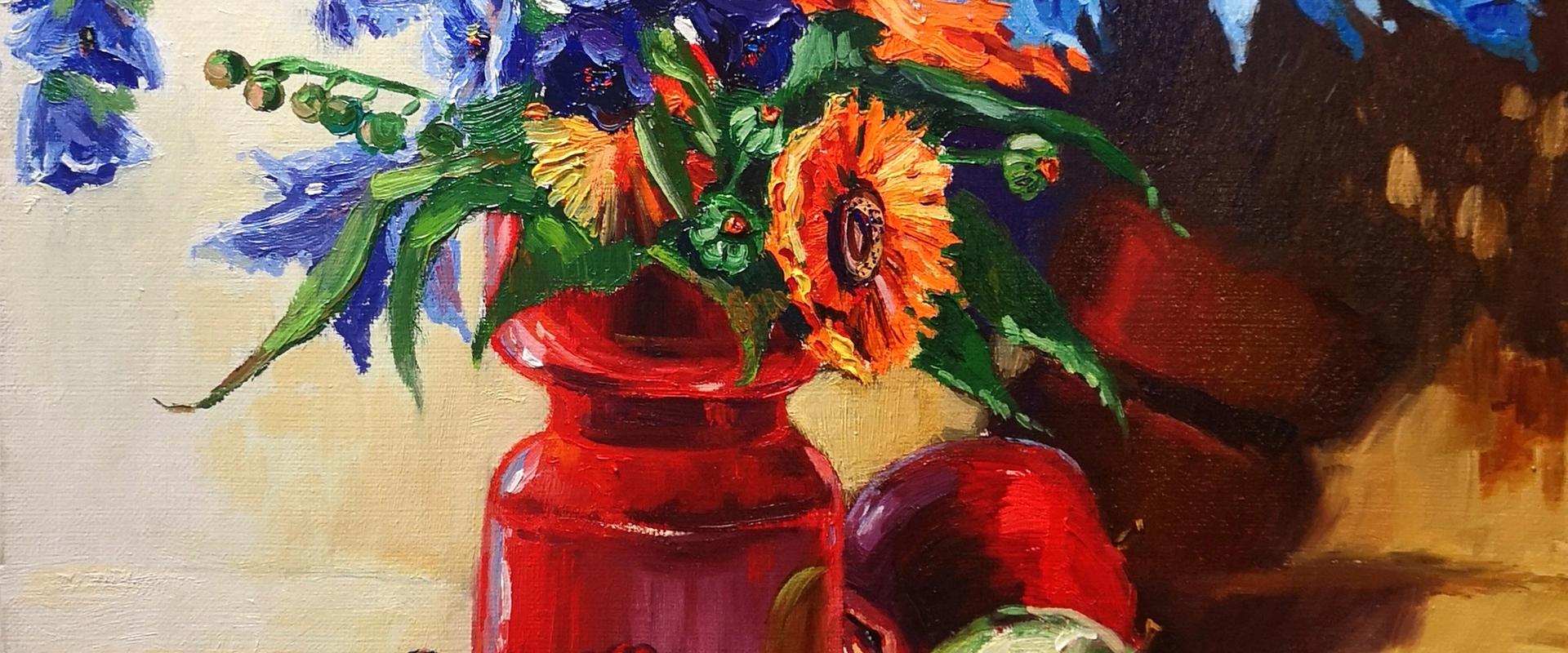 Olieverf workshop "Bloemen in Gloed"