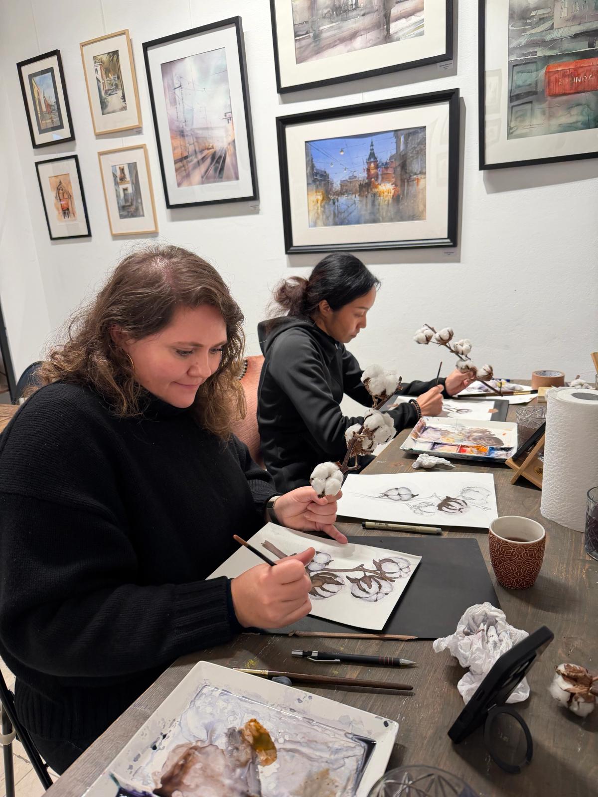 Student work from Flowers in Watercolor