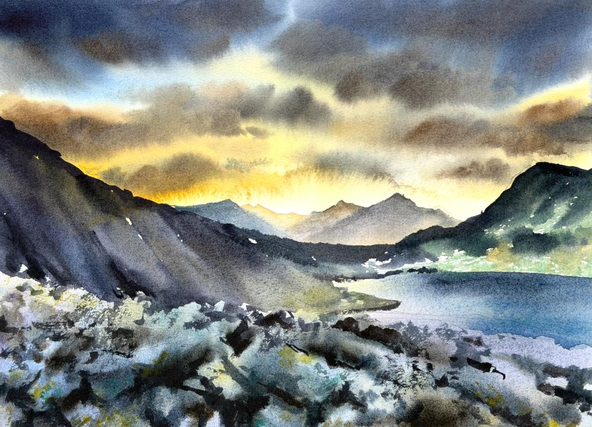 Example work from Mountain Moods in Watercolour