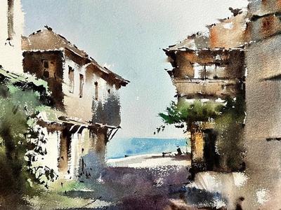 Cityscape watercolor masterclass with Michael Solovyev, focused on simplification, light, and perspective