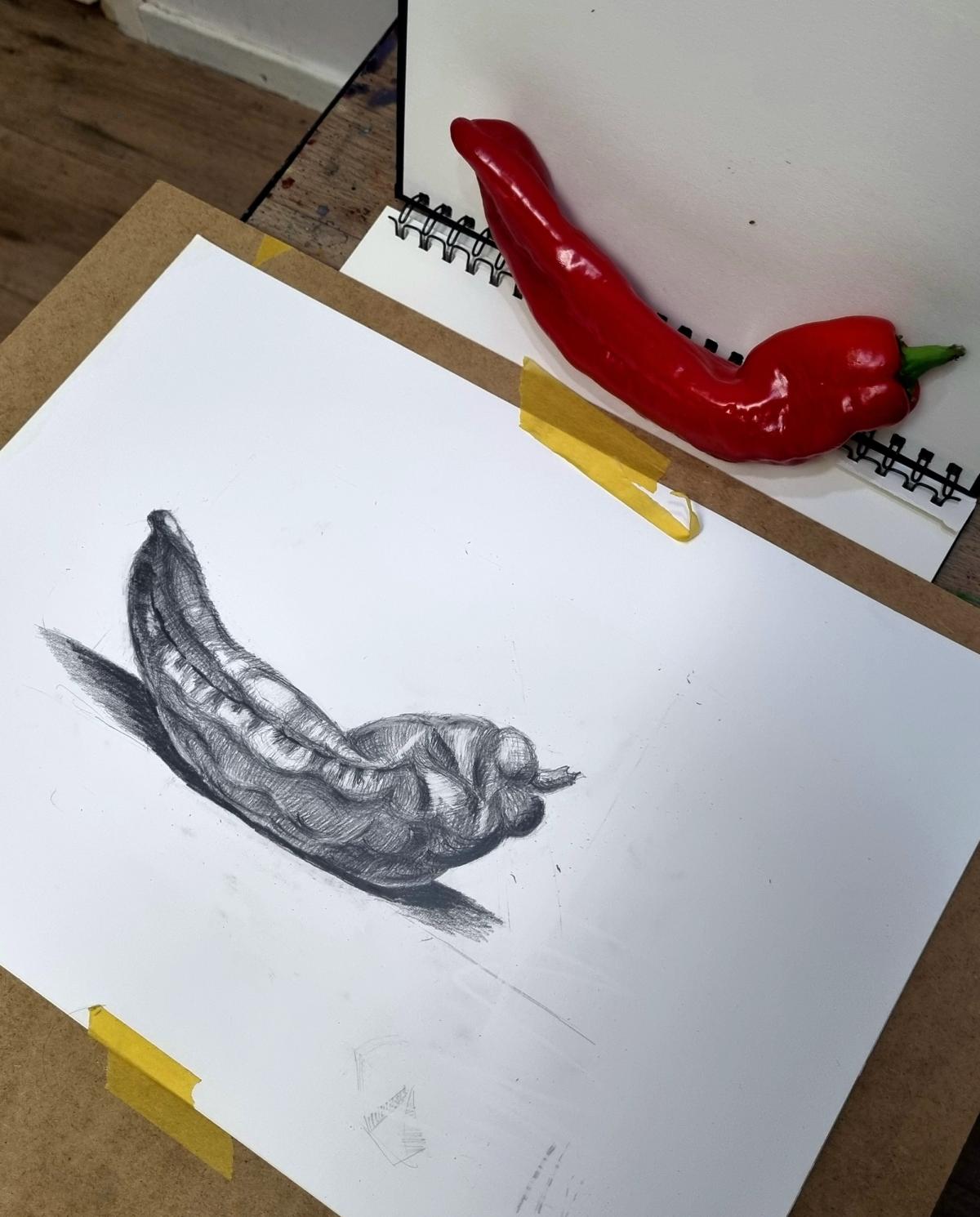 Example work from Grondslagen van tekenen (8 Weken)