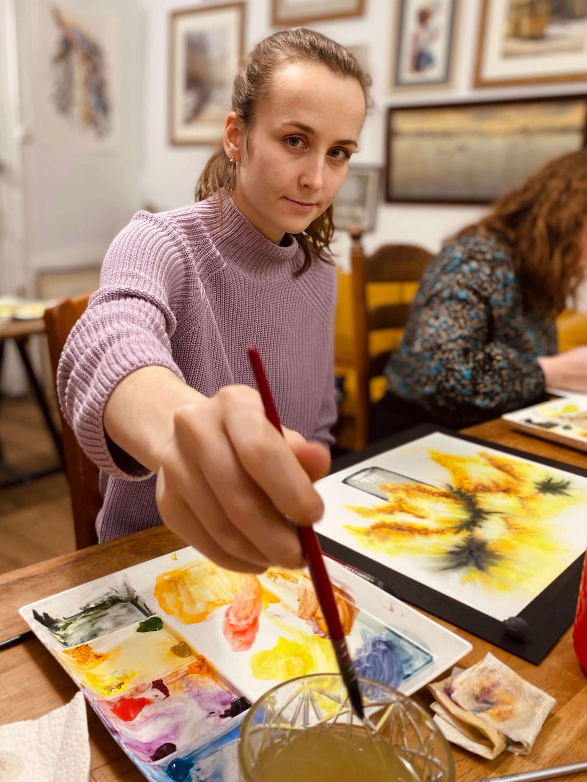 Student work from Flowers in Watercolor