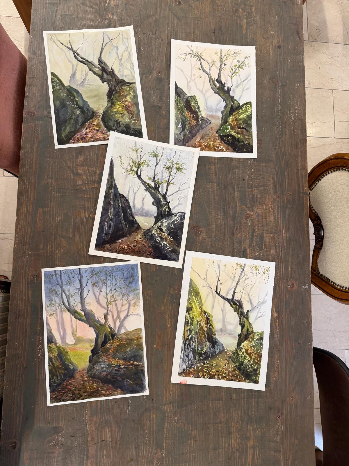Student work from Trees and Forest in Watercolor