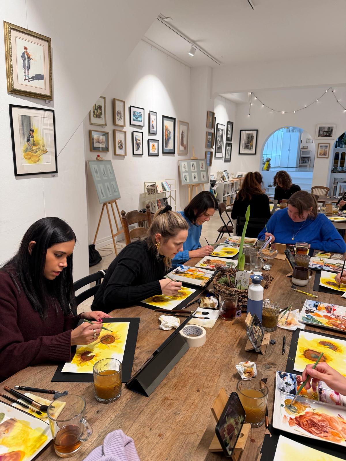 Student work from Flowers in Watercolor