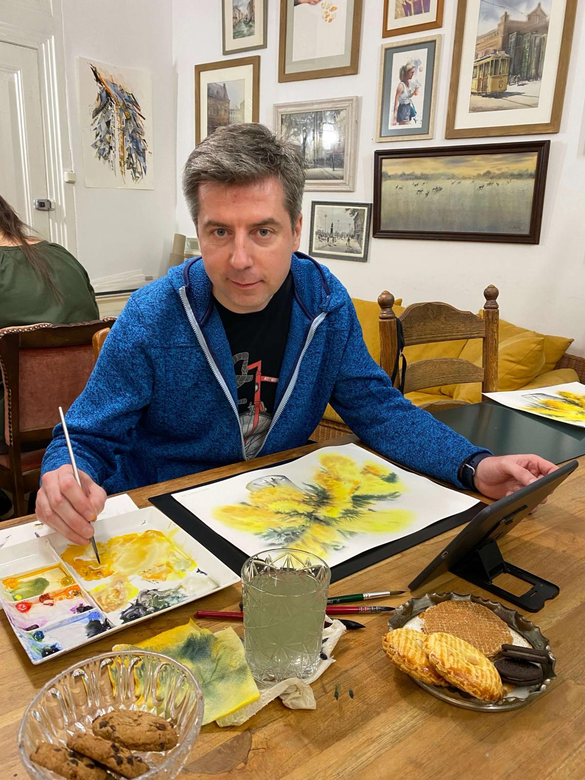 Student work from Flowers in Watercolor