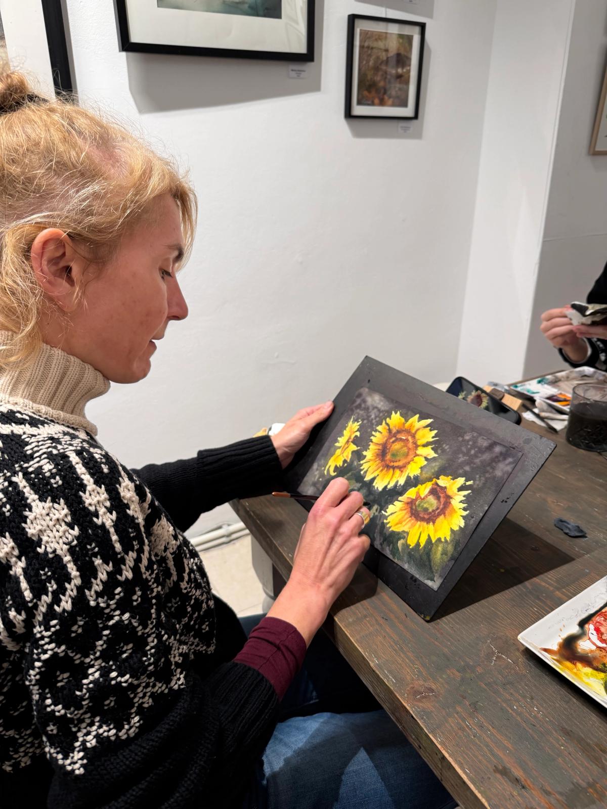 Student work from Flowers in Watercolor