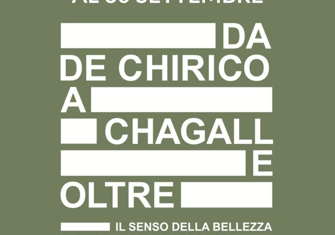 Copertina della mostra da de Chirico a Chagall e oltre. Il senso della bellezza nell'arte contemporanea