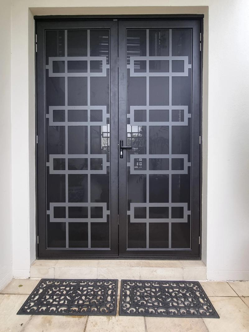 Security door screen installation Custom designed double front security hinge doors