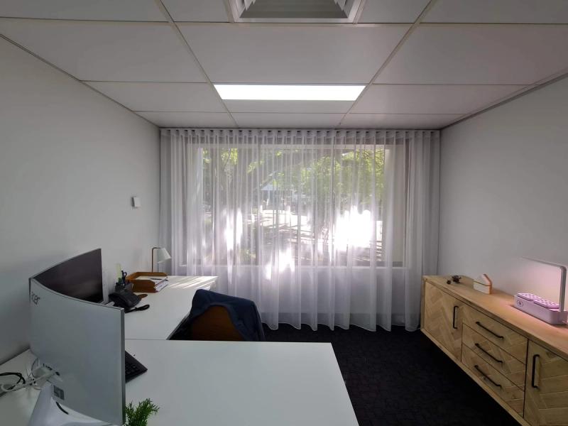 Curtain fabric installation Office wavefold sheer curtain