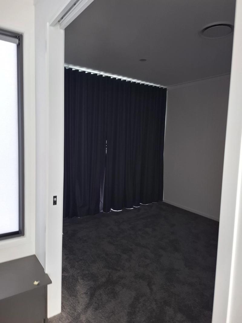 Curtain fabric installation Blockout with sheer curtains closed bedroom view