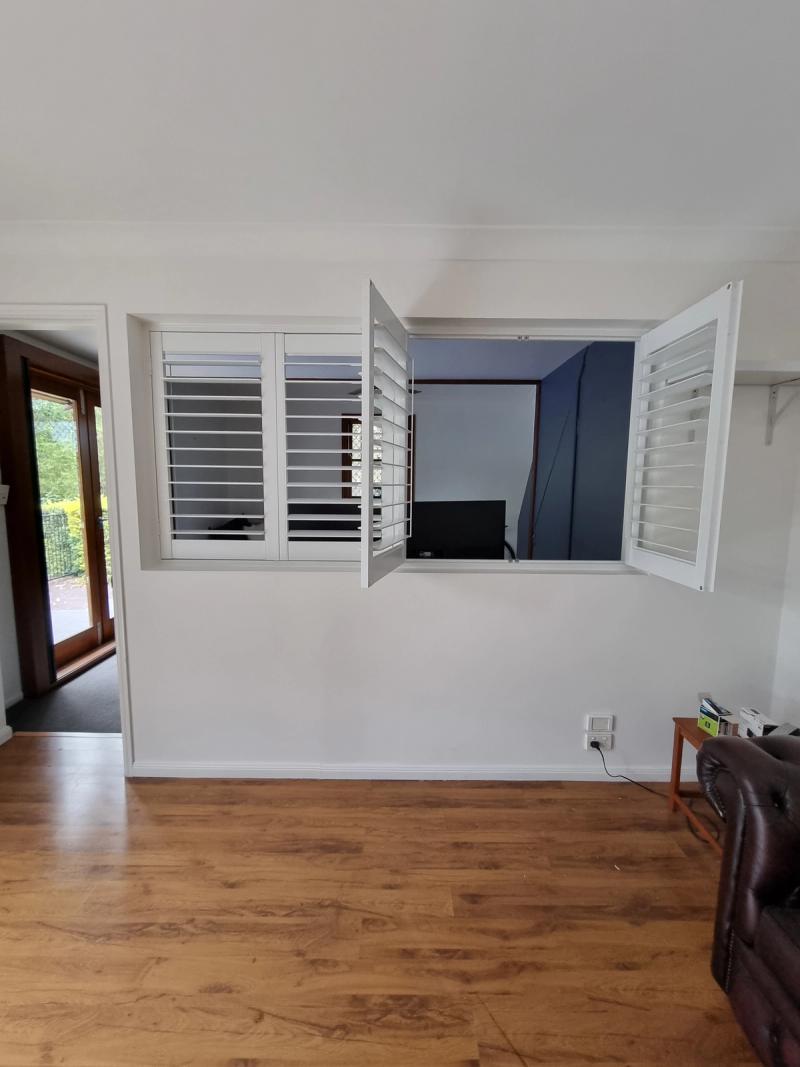 PVC shutter installation Room divider for lounge room to office
