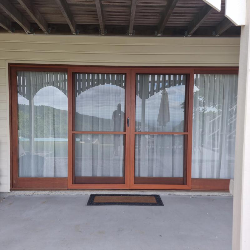 Insect door screen installation Centre opening flydoors into living area