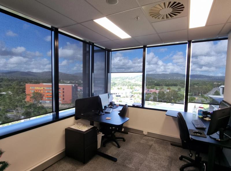 Roller blind installation Office sunfilter blinds