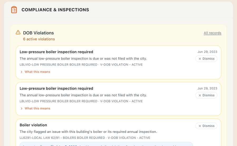 All of a building's NYC violations in one Stoop Report.