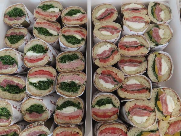 Sandwiches prepared for the post-run gathering at Revv Hollywood.