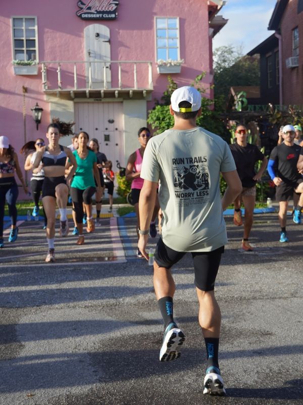 A runner sets off from Neverland Coffee Bar during the event.