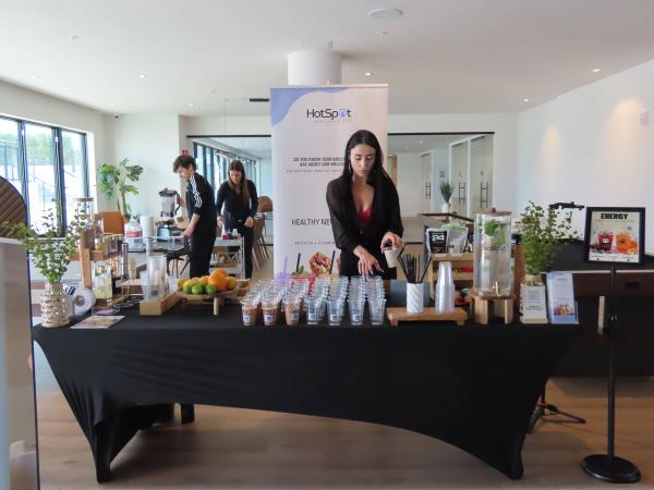 Hot Spot Wellness Bar prepares drinks for the Revv Hollywood gathering.