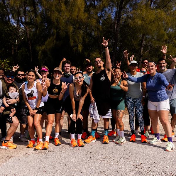Group of Runners in front of trailhead