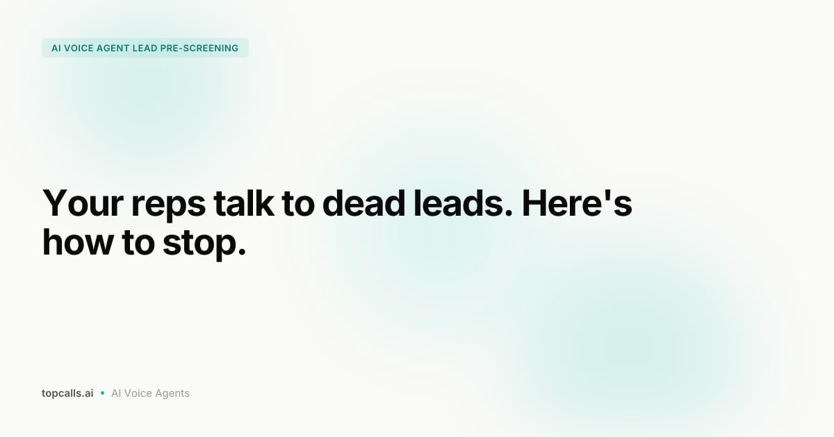 AI Voice Agents for Lead Pre-Screening: Qualify Before a Rep Picks Up