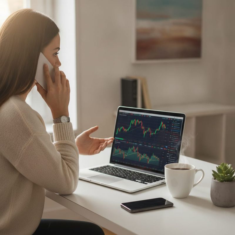 Trader taking an automated reactivation call at a home trading desk