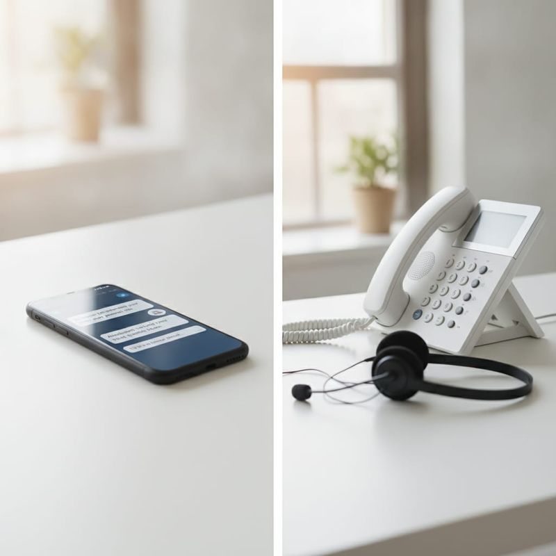 Website chatbot widget next to a live sales phone call, side by side