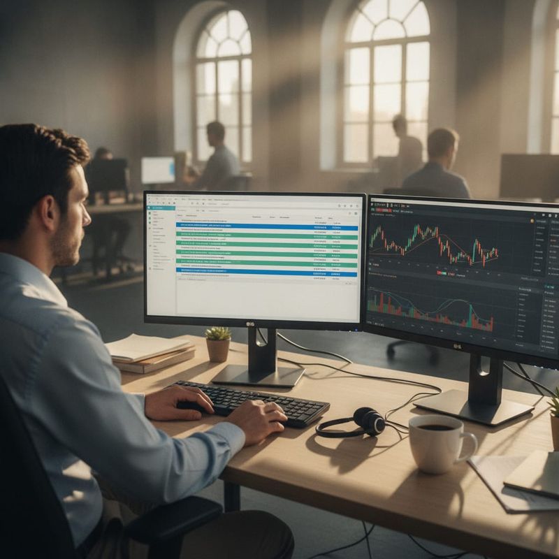 Brokerage account manager reviewing AI call outcomes logged automatically on a CRM contact timeline