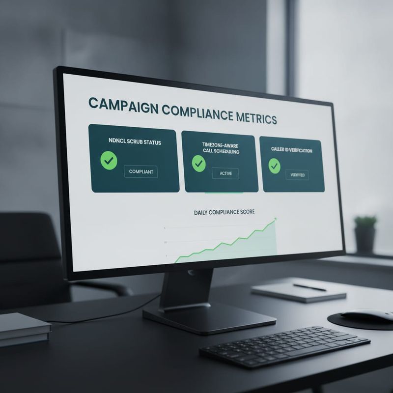 AI calling platform compliance dashboard showing NDNCL scrub status and CRTC calling hours enforcement