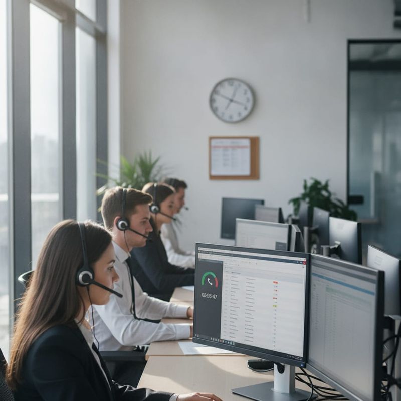 Brokerage retention desk with agents on headsets working a dormant client list