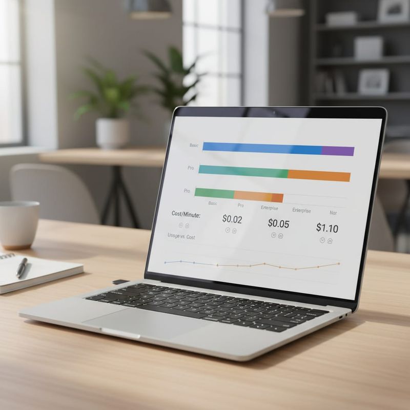 AI voice agent platform pricing comparison on a laptop screen