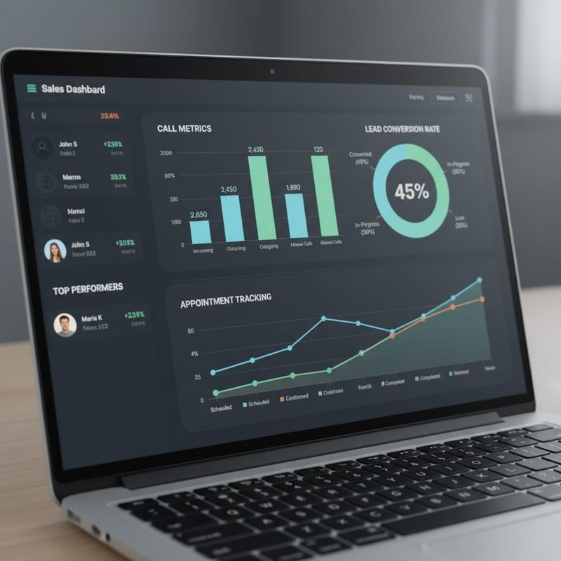 Real-time automotive dealership call analytics dashboard showing lead response metrics