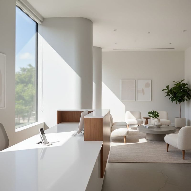 Empty dental office reception desk where unanswered calls go to voicemail