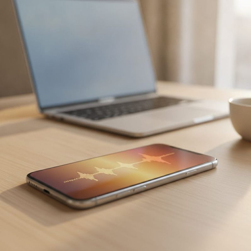 Voice waveform on a phone representing real-time AI speech on a call