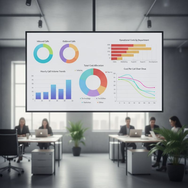 AI calling analytics dashboard showing call cost metrics and volume breakdown