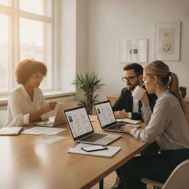 Staffing agency team reviewing AI-screened candidate results