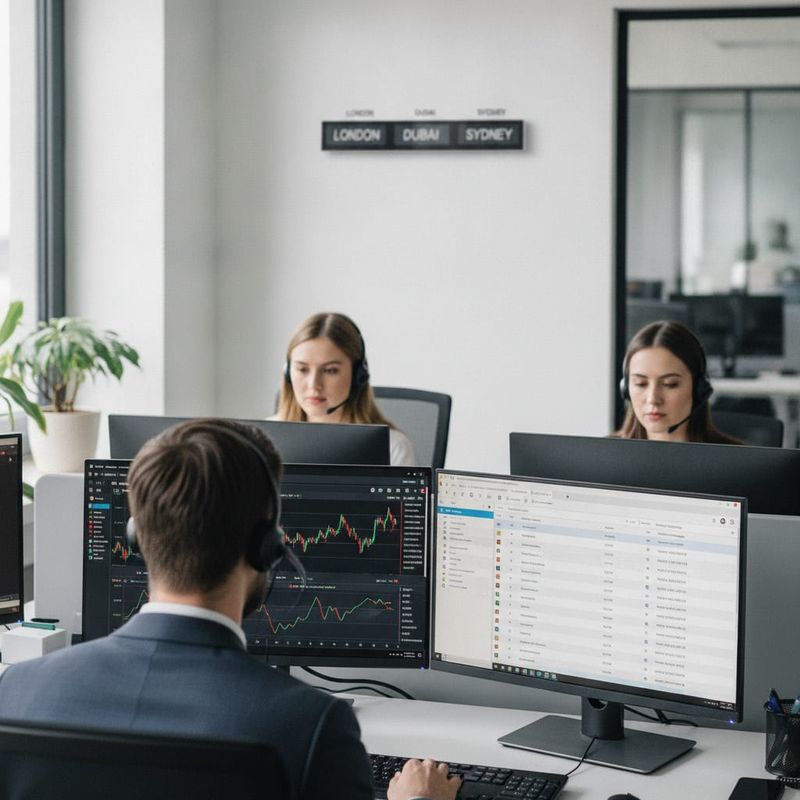 Forex brokerage retention agents dialing dormant traders by hand from a CRM