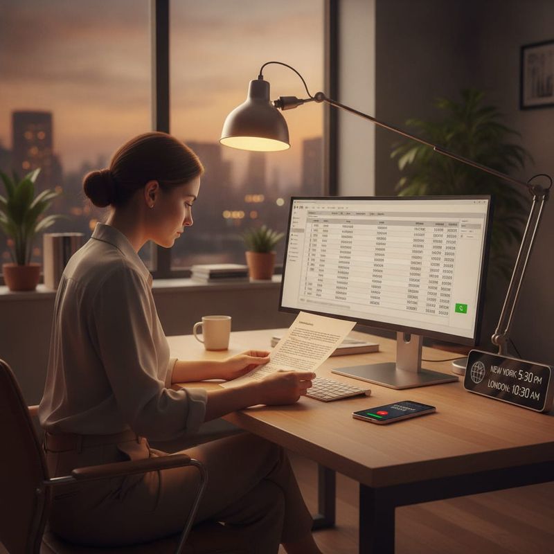 Compliance officer checking a country-split calling list and local calling windows before an AI voice campaign