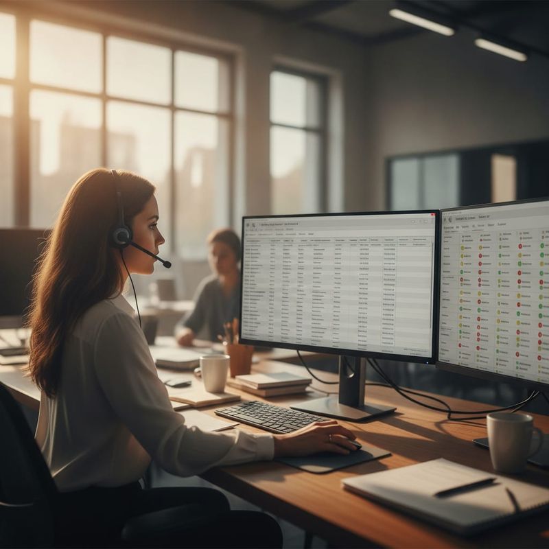 Brokerage account manager reviewing an old forex lead list before an AI reactivation campaign