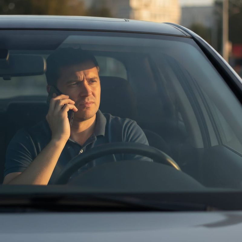 Trader taking an unexpected reactivation call from his car